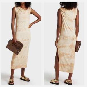 ENZA COSTA Dress One Shoulder Tie Dye Jersey Maxi Asymmetrical